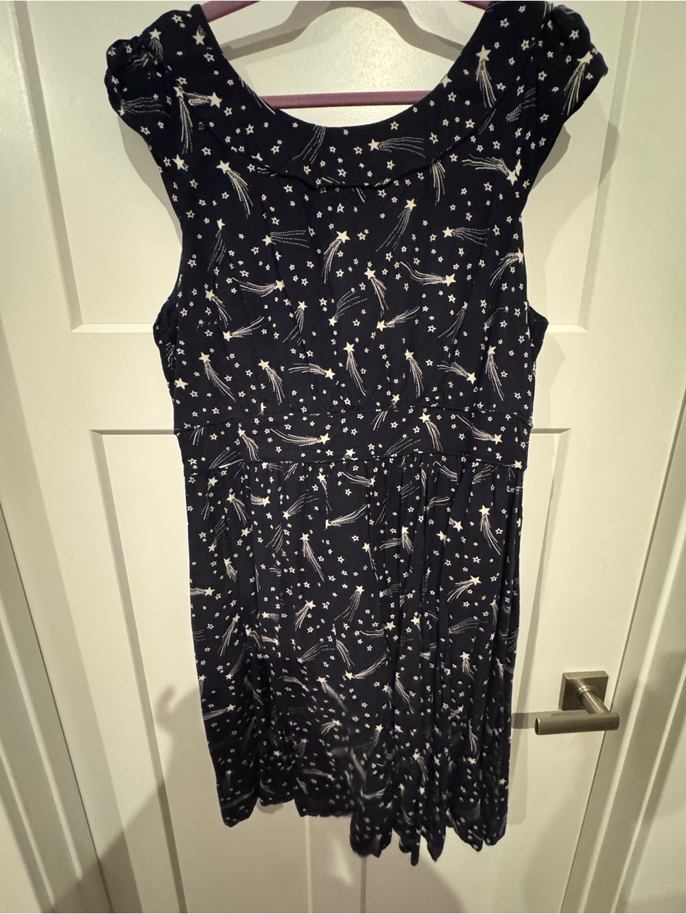 Emily and Fin Navy Starry Print Cap-Sleeve Dress